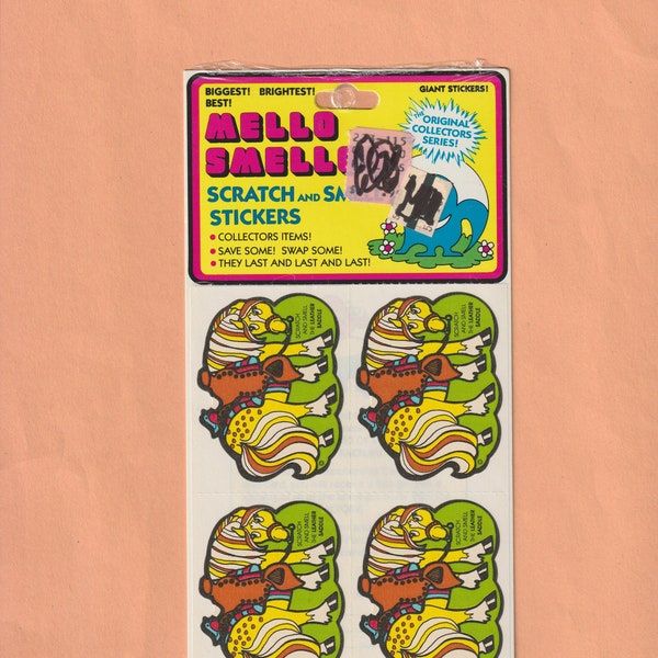 Vintage Mello Smellos  Scratch & Sniff Sticker Pack Sniffys  Leather Saddle Chocolate