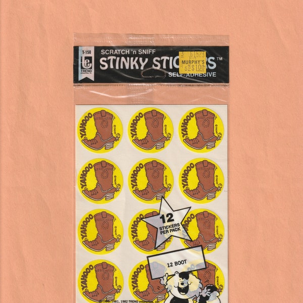 Vintage Trend Matte Scratch & Sniff Stinky Stickers  Leather Cowboy Boot