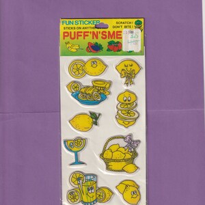 Vintage 1980s Puffy Scratch & Sniff Fun Sticker Pack LEMON