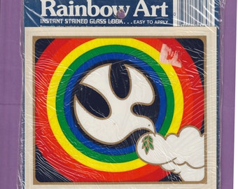 RAR Vintage 1980s Decal Sticker Dove Peace Rainbow