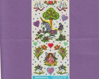 RARE vintage Illuminations Fantaisies Stickers Licorne Lapins