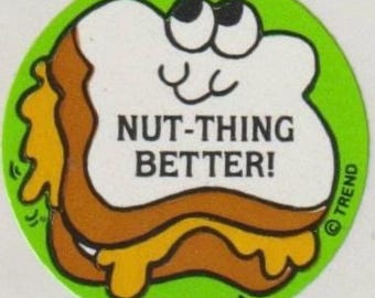 Vintage 1980s TREND Scratch & Sniff GLOSSY Sticker Nut Thing Better! Peanut Butter