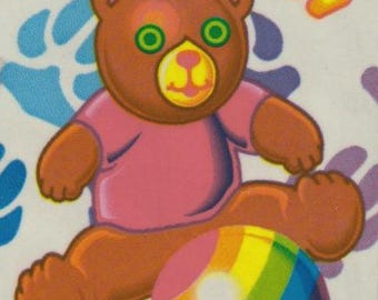 Pegatina vintage de Lisa Frank OSO ARCOÍRIS