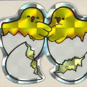 Vintage 1980s   Prism Sticker Hatching Chicks