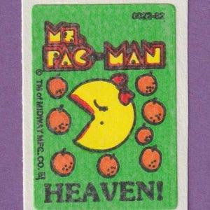 Sticker vintage Mme Pac Man à gratter et à renifler orange CIEL !