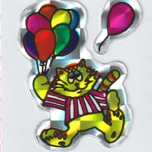Vintage 1980er Jahre Prism Aufkleber Katze Luftballons