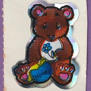Vintage 1980s BJ  Prism Sticker Rainbow Bear