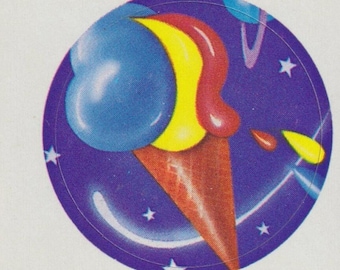 Vintage Lisa Frank Sticker Mod Rainbow Ice cream Cone