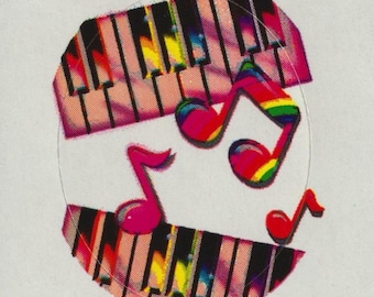 Vintage Lisa Frank Sticker Rainbow PIANO