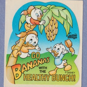 Autocollant vintage à gratter et à renifler Disney Mission Nutrition Mello Smello BANANE