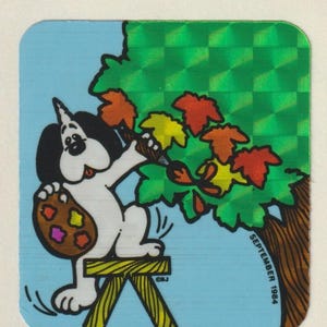 Vintage 80er Jahre Prism Sticker Welpe Maler