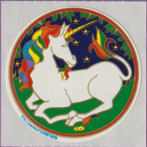 Sticker Illuminations vintage des années 1980 Licorne au repos