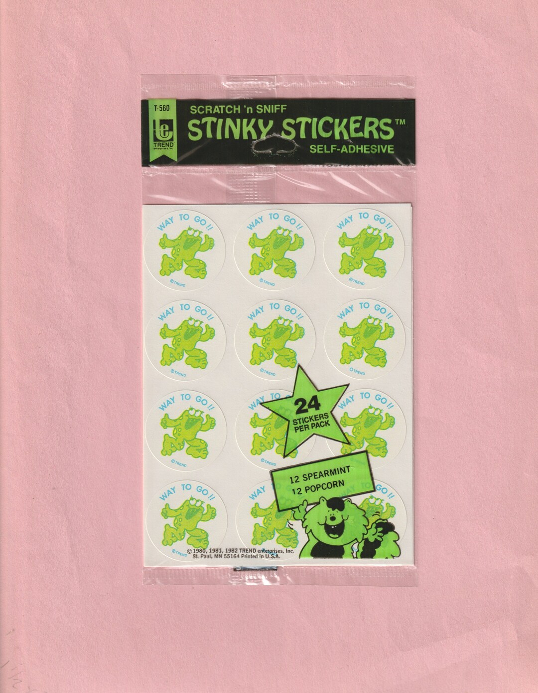 Vintage Trend Matte Scratch & Sniff Stinky Stickers Spearmint Popcorn