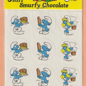 Naklejki do zdrapywania i wąchania Vintage Smurf Smurfy CHOCOLATE