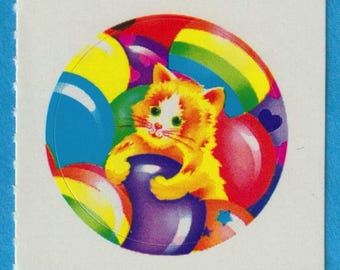 Pegatina vintage de Lisa Frank: GATITO arcoíris