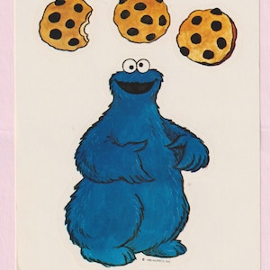 Vintage 1980er Jahre Sesamstraße Aufkleber COOKIE MONSTER
