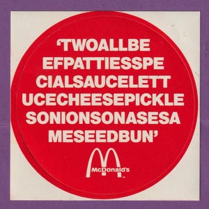 HTF Vintage LARGE 1980s McDonalds Sticker
