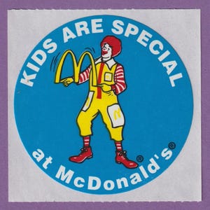 Vintage 1980s McDonalds Sticker Ronald Kids Are Special