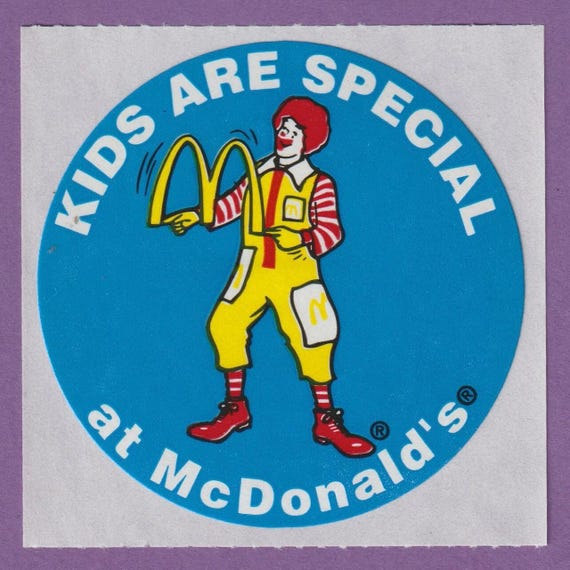 80s 90s McKids ディスプレイ　看板　マクドナルドランド　ステッカー Vintage 1980s Mcdonalds Sticker Ronald Kids Are Special - Etsy