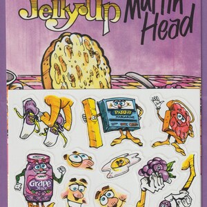 Lot d'autocollants vintage des années 1980 KRAFT Jelly Up Muffin