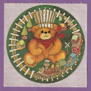 Pegatina vintage de Lucy Rigg Bear de los años 80: MAQUINISTA DE TRENES