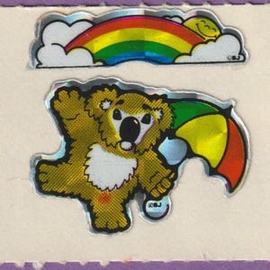 Vintage 1980s BJ  Prism Sticker Rainbow Koala