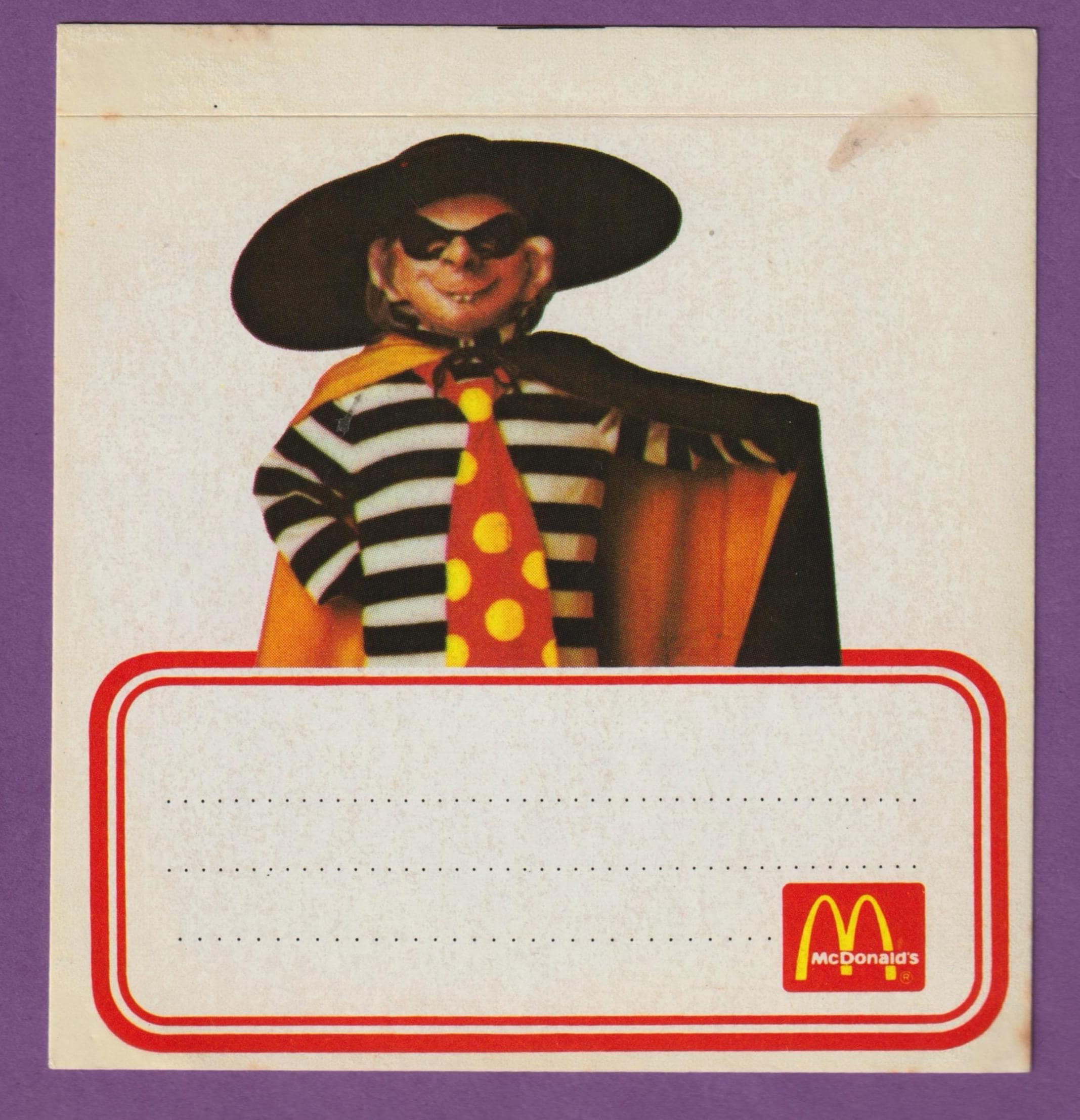 Vintage MCDONALDS Name Tag/label HAMBURGLAR - Etsy