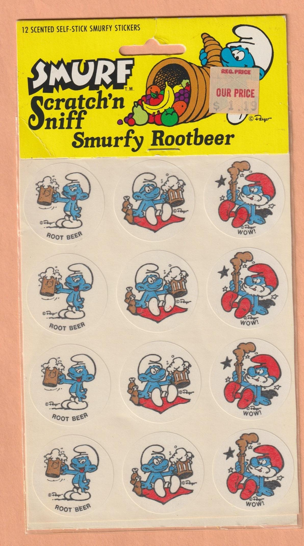Vintage Smurf Scratch & Sniff Stickers Smurfy ROOTBEER - Etsy