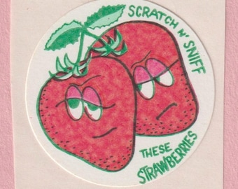 Vintage  Toys For America STRAWBERRY  Scratch & Sniff Sticker