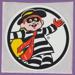 Vintage 1980s McDonalds Sticker Hamburglar