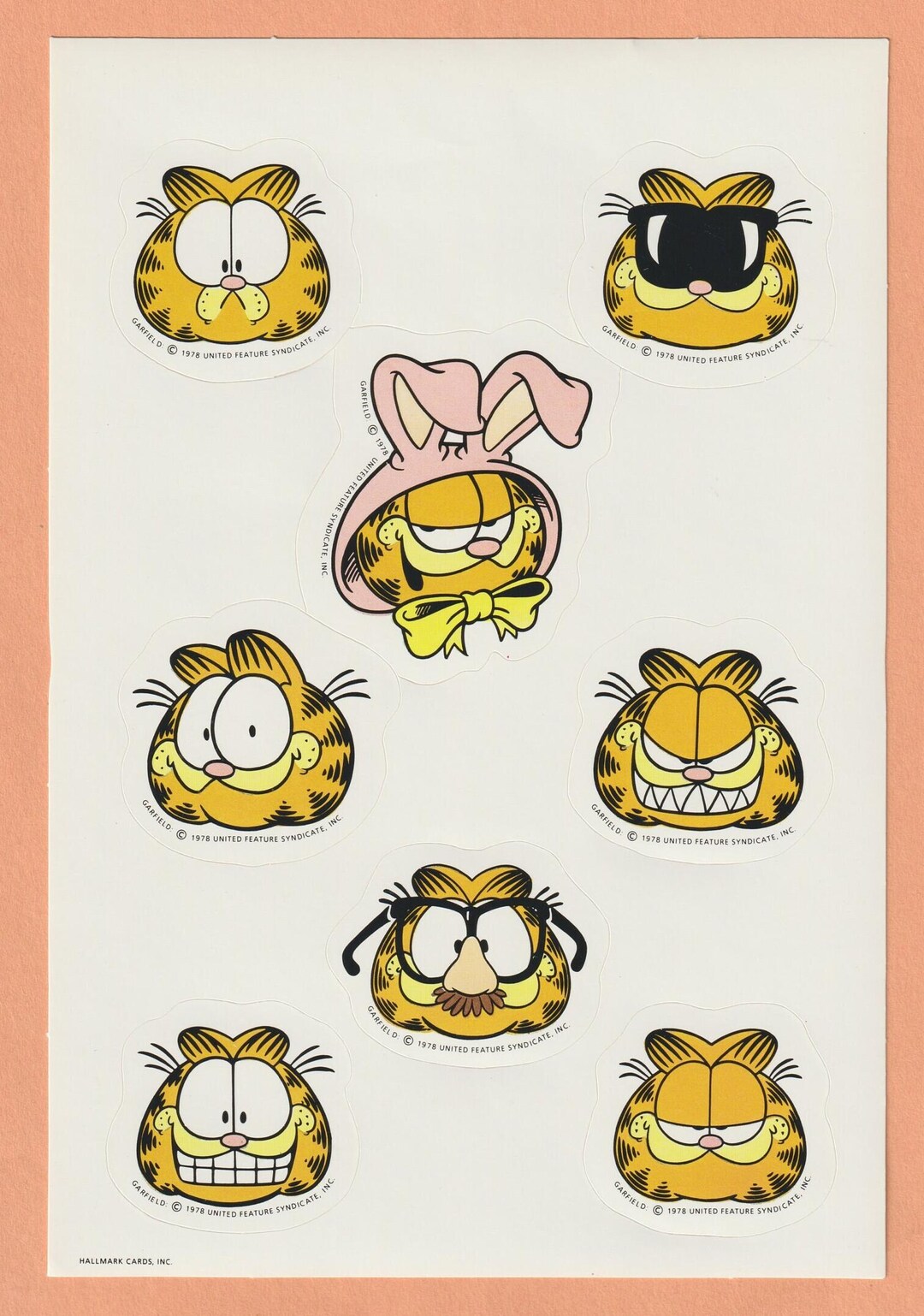 RARE 1978 Hallmark Vintage Garfield Sticker Sheet Jim Davis - Etsy