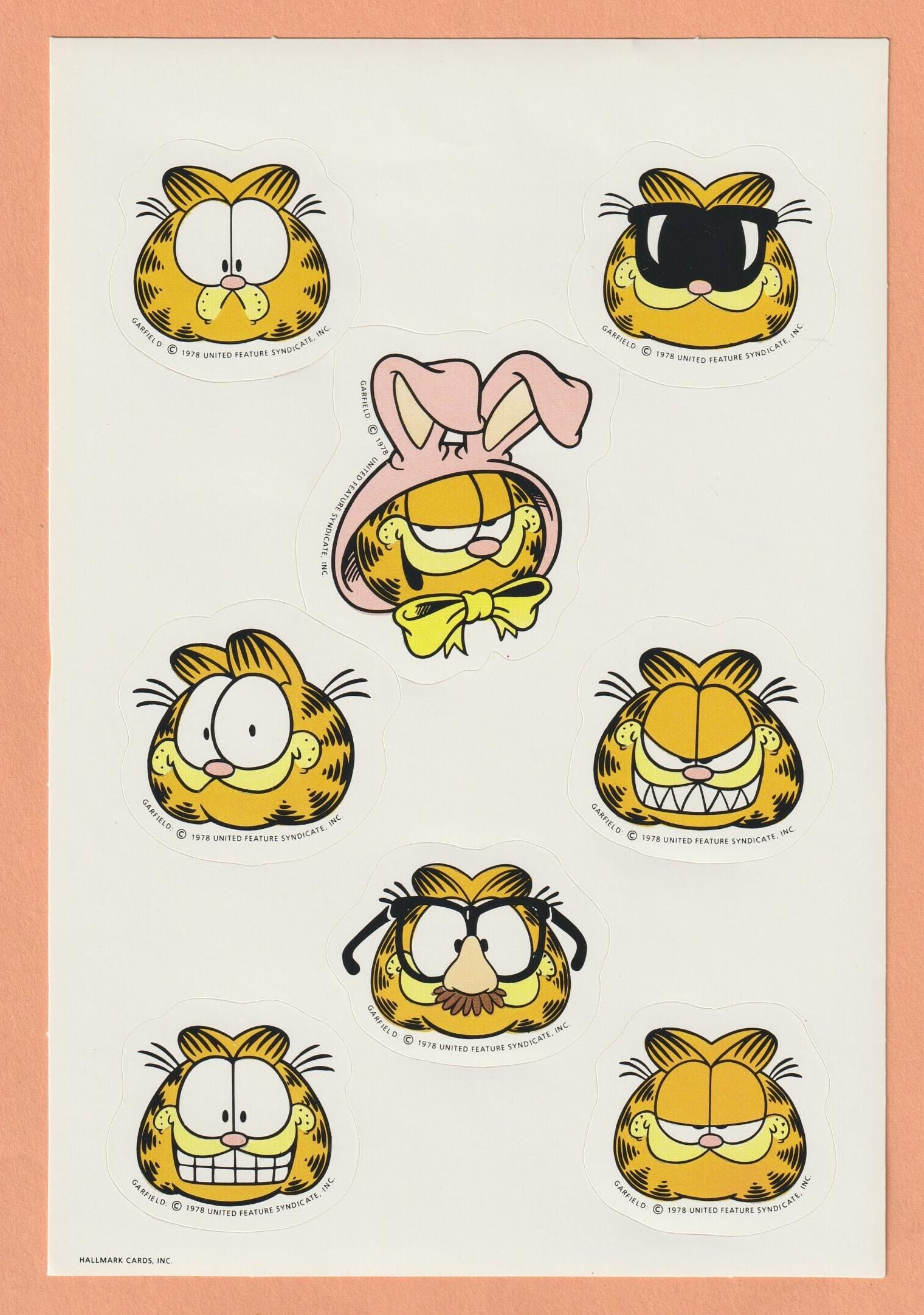 RARE 1978 Hallmark Vintage Garfield Sticker Sheet Jim Davis - Etsy