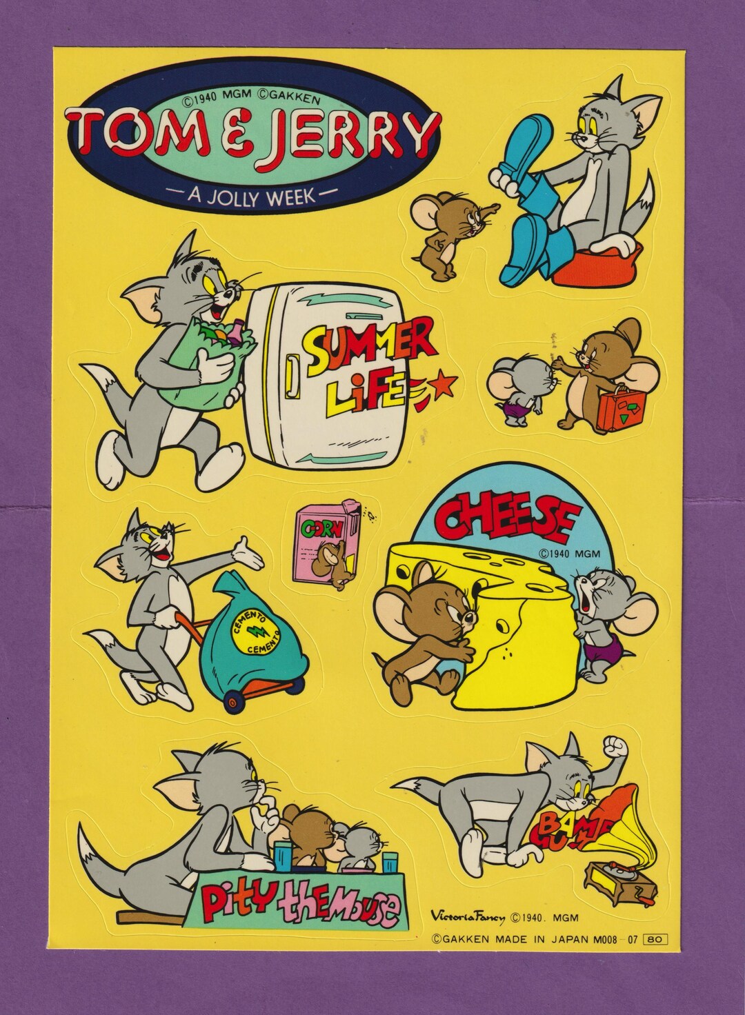 Tom Jerry Sticker Printable RARE Vintage Tom & Jerry Sticker Sheet #3 - Etsy