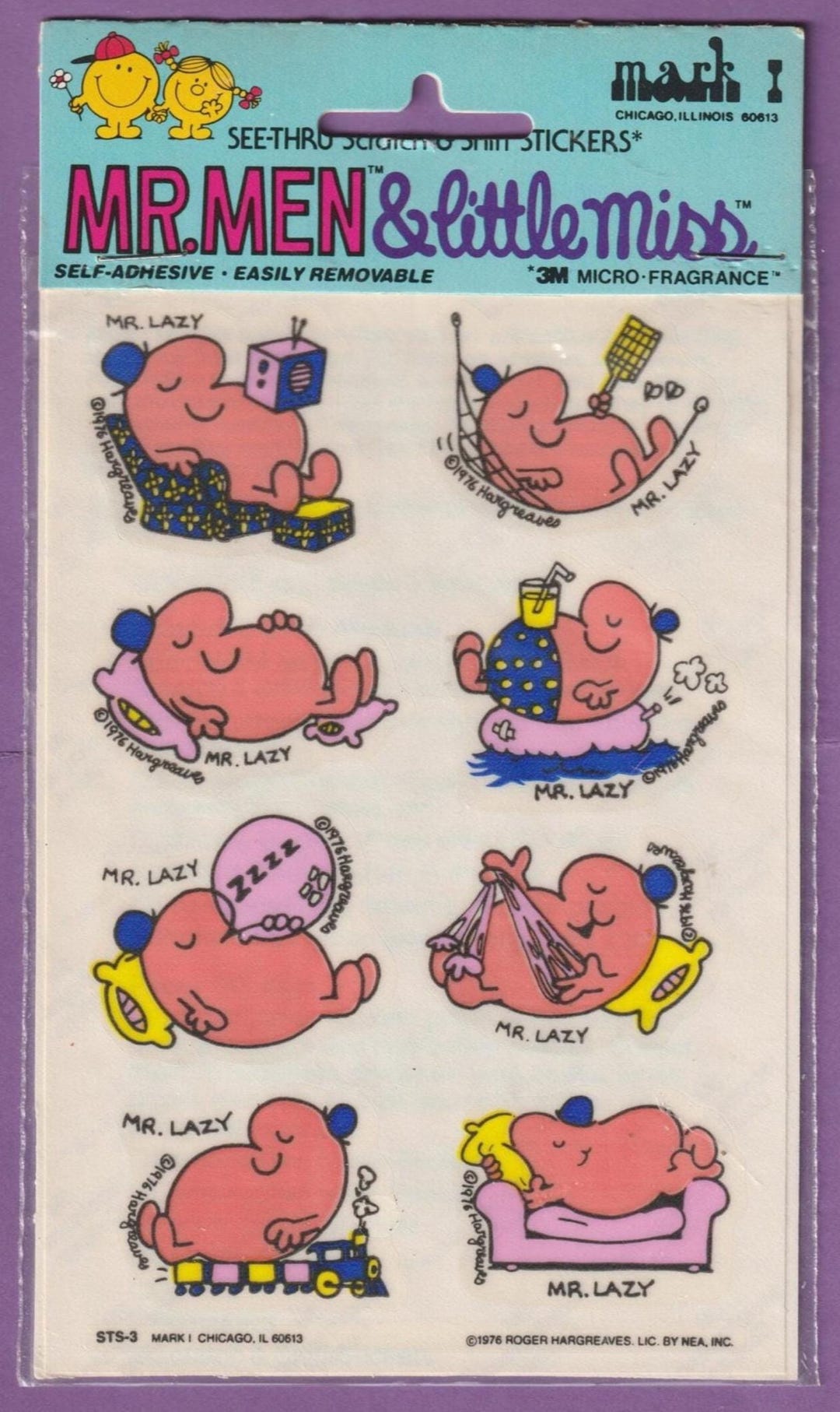 Vintage 1976 Mr. Men and Little Miss BUBBLE GUM 3M Scratch & Sniff 