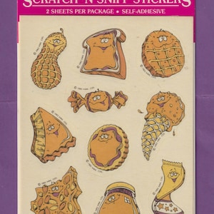 Lot d'autocollants à gratter et à renifler AMBASSADOR vintage des années 1980, cacahuètes