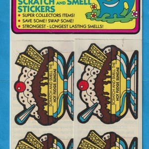 8 Vintage Mello Smellos Scratch & Sniff Sticker Pack Sniffys HOT Fudge SUNDAE FRIES