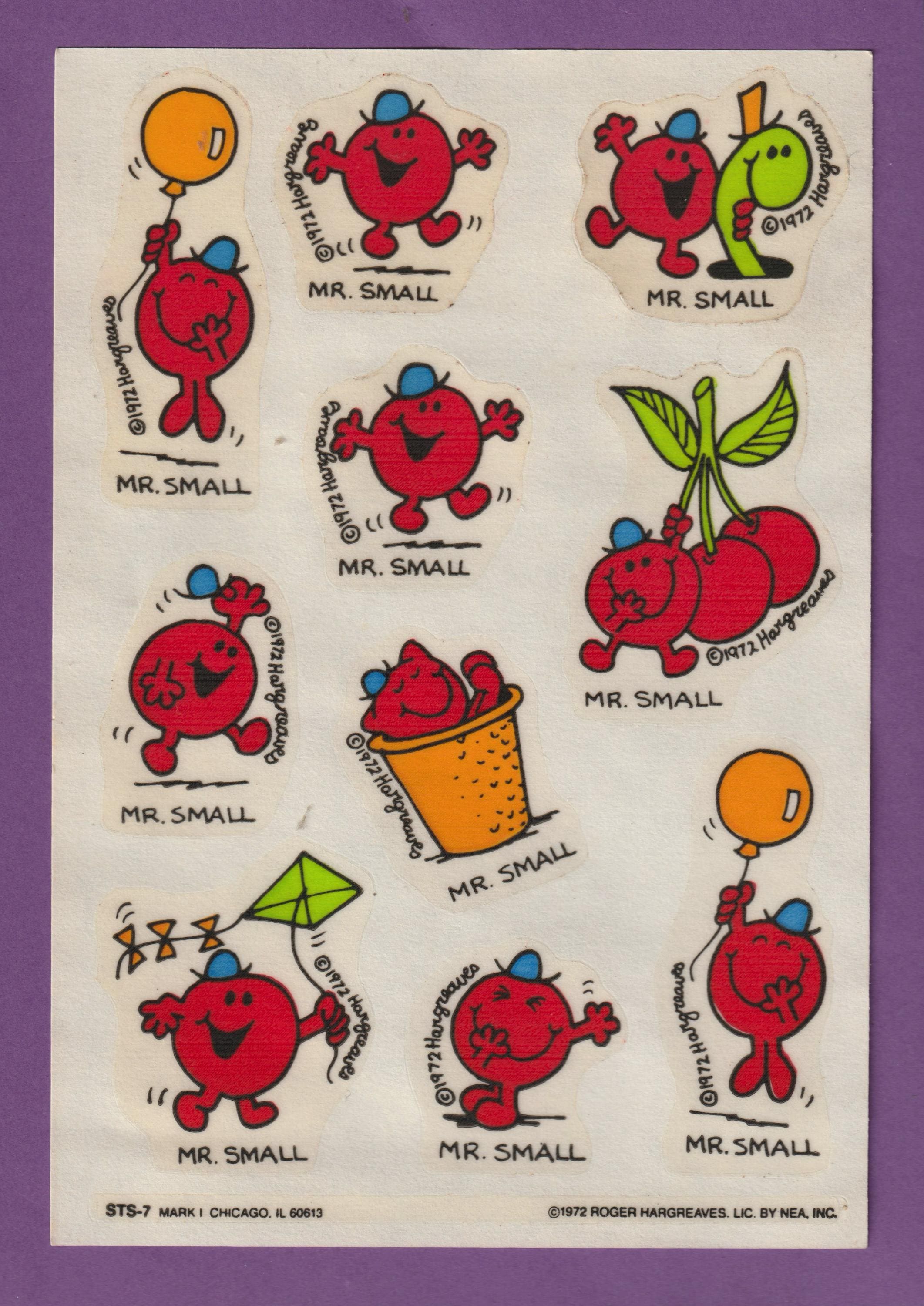 Vintage Mr. Men and Little Miss 3M Scratch & Sniff Stickers CHERRY