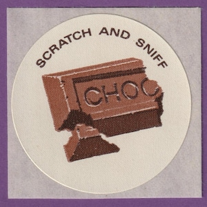 RARO adesivo vintage GRANDE degli anni '70 3M Scratch & Sniff CIOCCOLATO
