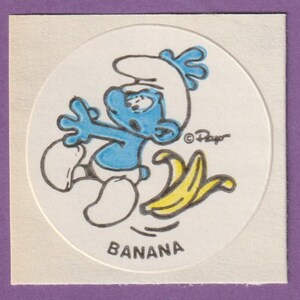 Vintage Smurf Scratch & Sniff Sticker BANANE