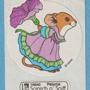 Adesivo vintage grande alla moda opaco MOUSE Petunia Scratch & Sniff