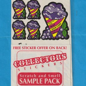 Pack d'échantillons Mello Smello Collectors Club vintage des années 1980, autocollants à gratter et à renifler scellés