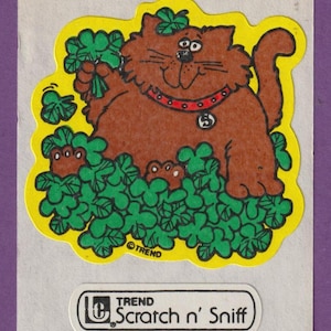 Adesivo vintage grande e opaco per gatti con effetto graffio e annusamento CATNIP