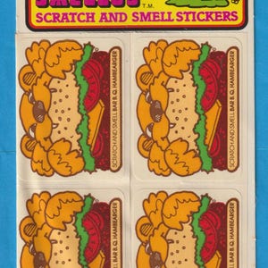 Lot de 4 autocollants vintage à gratter et à renifler Mello Smello Sniffys
