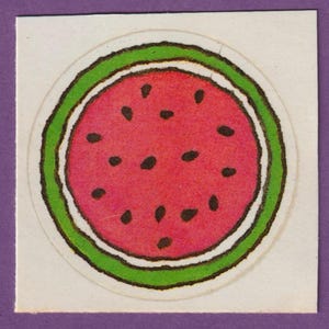 Sticker PAPER ART vintage des années 1980 à gratter et à renifler PASTÈQUE