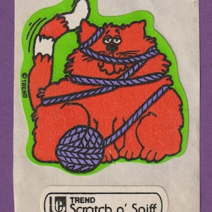 Adesivo vintage grande Trend opaco CAT Scratch & Sniff FILATO