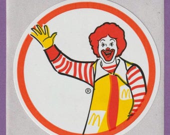 Vintage 1980s McDonalds Sticker Ronald McDonald