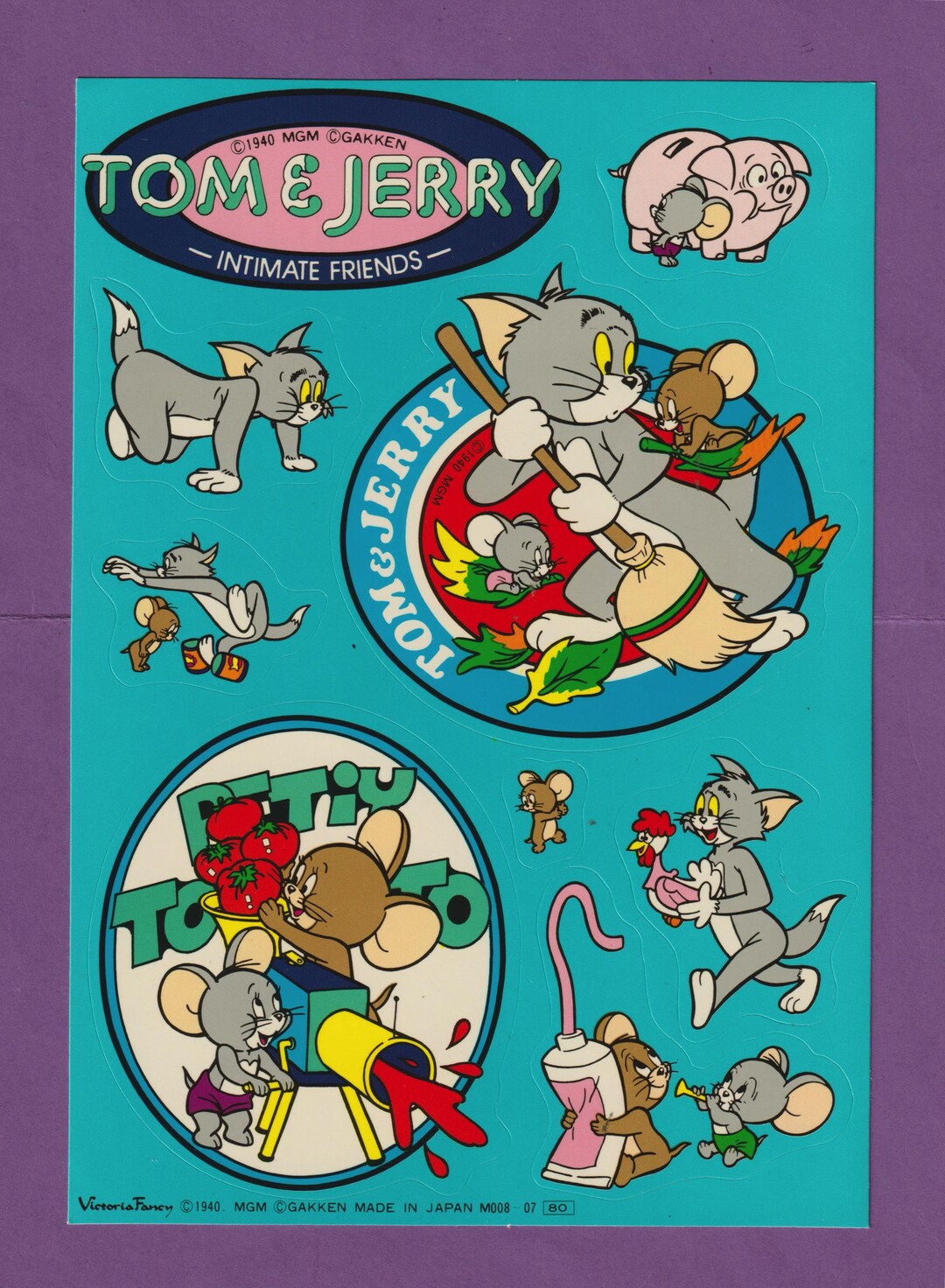 Tom Jerry Sticker Printable RARE Vintage Tom & Jerry Sticker Sheet - Etsy