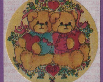 Vintage 1980s  Lucy Rigg's Sticker Bears HEARTS