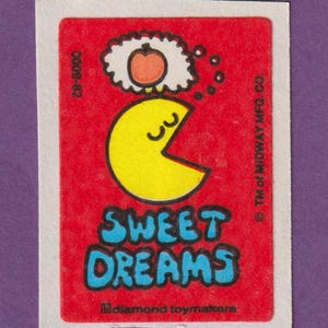 Sticker vintage Mme Pac Man à gratter et à renifler PEACH