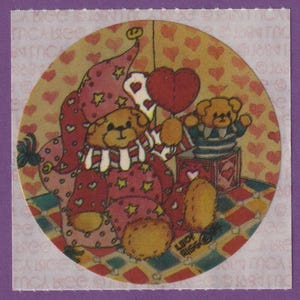 Adesivo vintage de Lucy Rigg dos anos 80, urso PALHAÇO